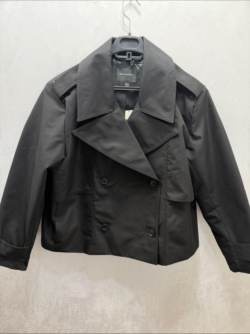 Banana Republic Black Double-Breasted Pea Coat
